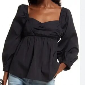 Altar'd State Black Puff Sleeve Blouse